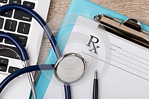 Close-up view of doctorÃ¢â¬â¢s working table photo